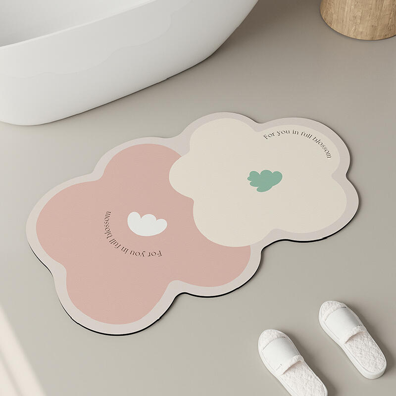 4color two tone flower bath mat