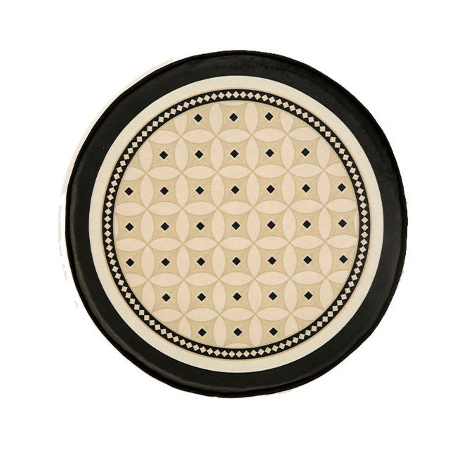 2color brown retro tile cushion