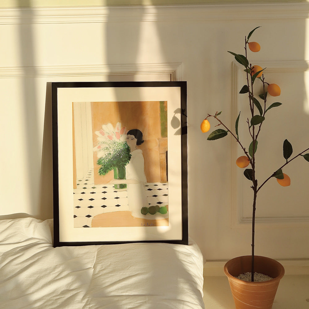 french girl poster & frame SET