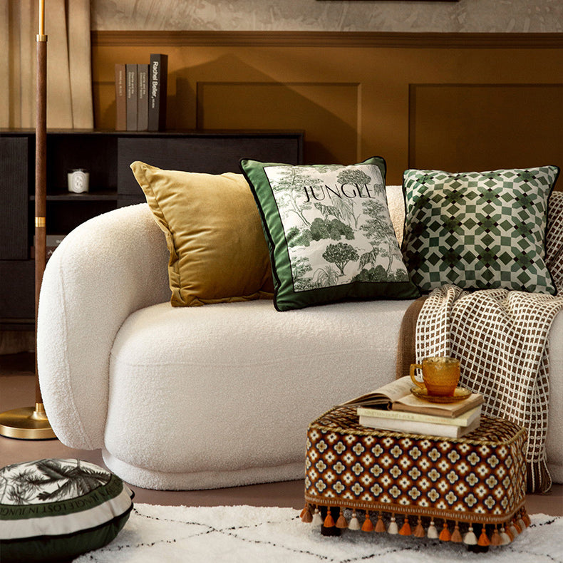 green retro forest cushion