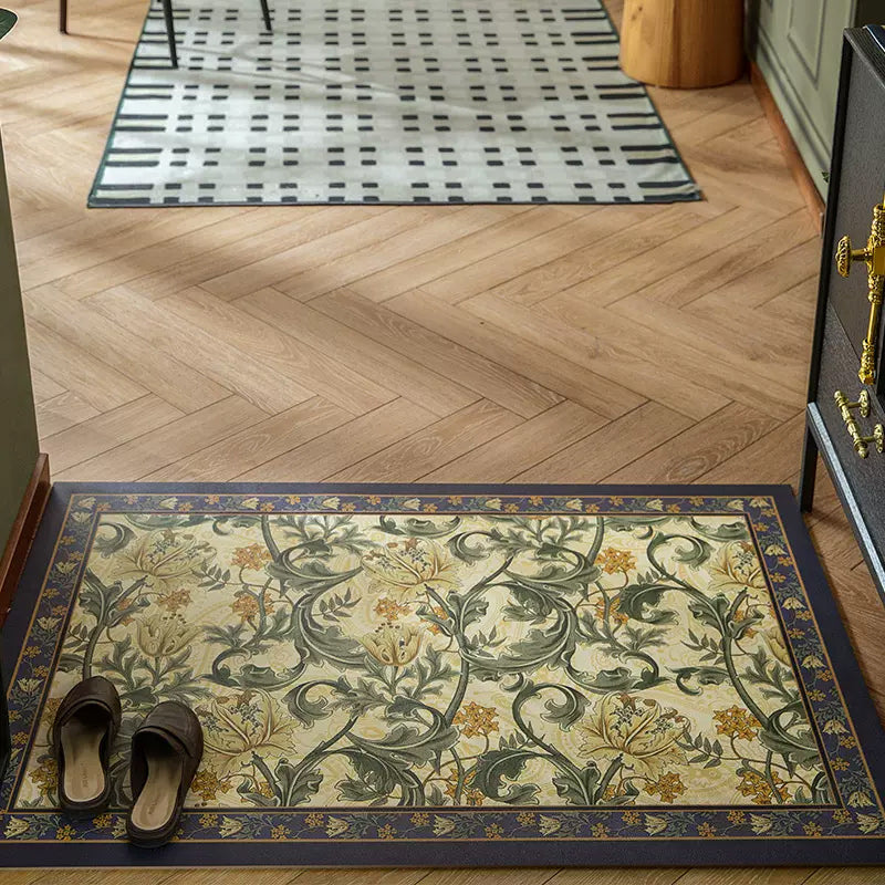 6design dark flower door mat