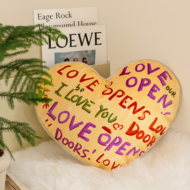 i love you colorful paint heart cushion