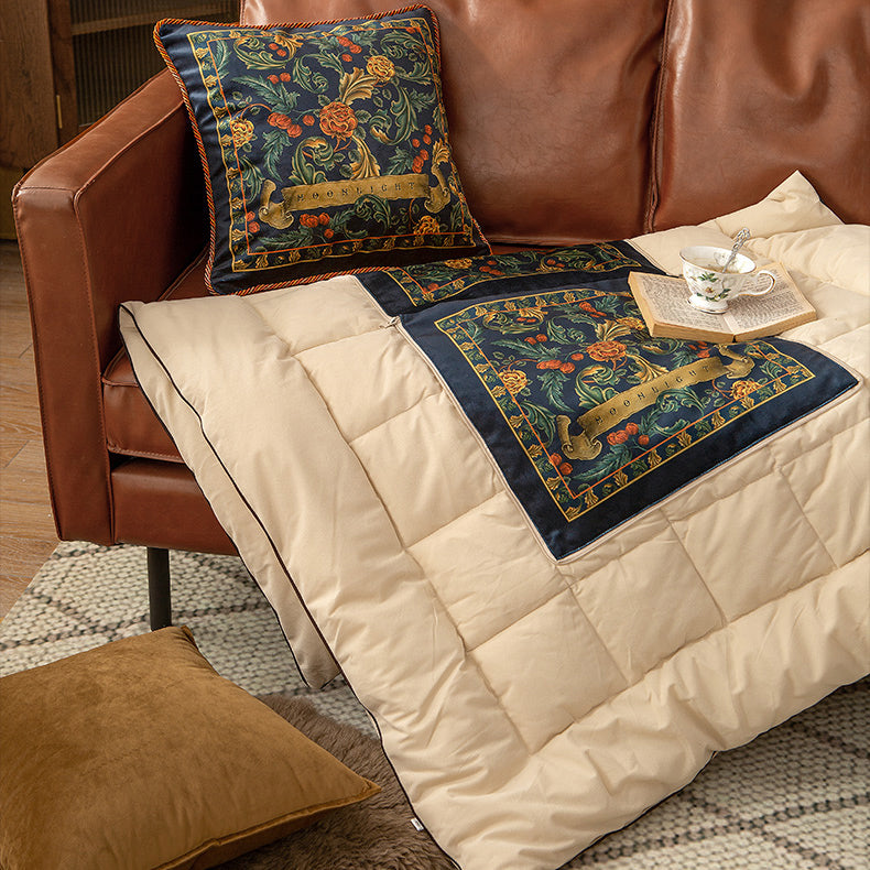 retro flower 2way quilt cushion