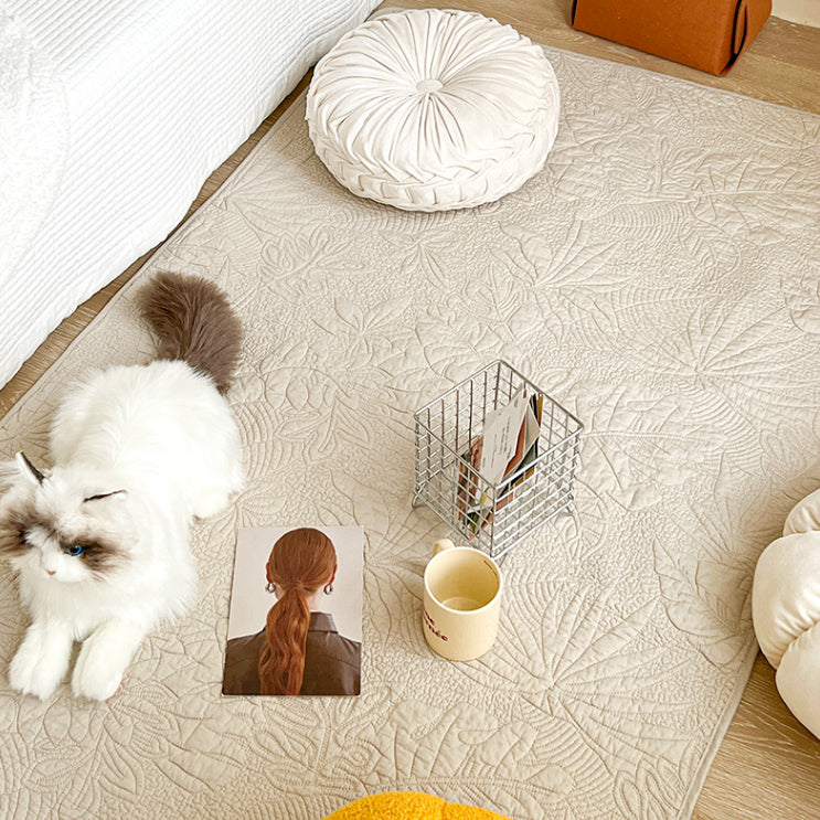 3color botanical stitch floor mat