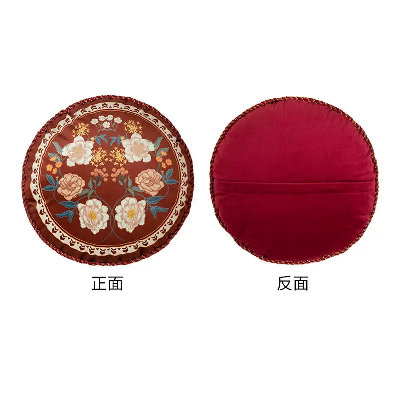 6design dark red vintage flower cushion