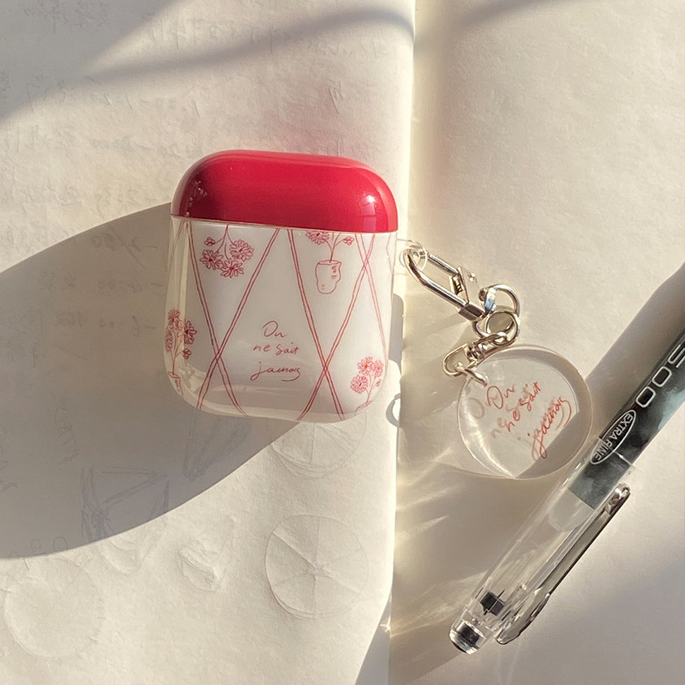 red french flower Airpods case