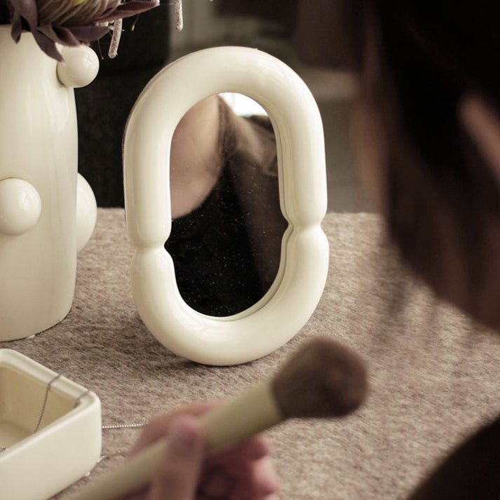 2color oval ceramic mirror