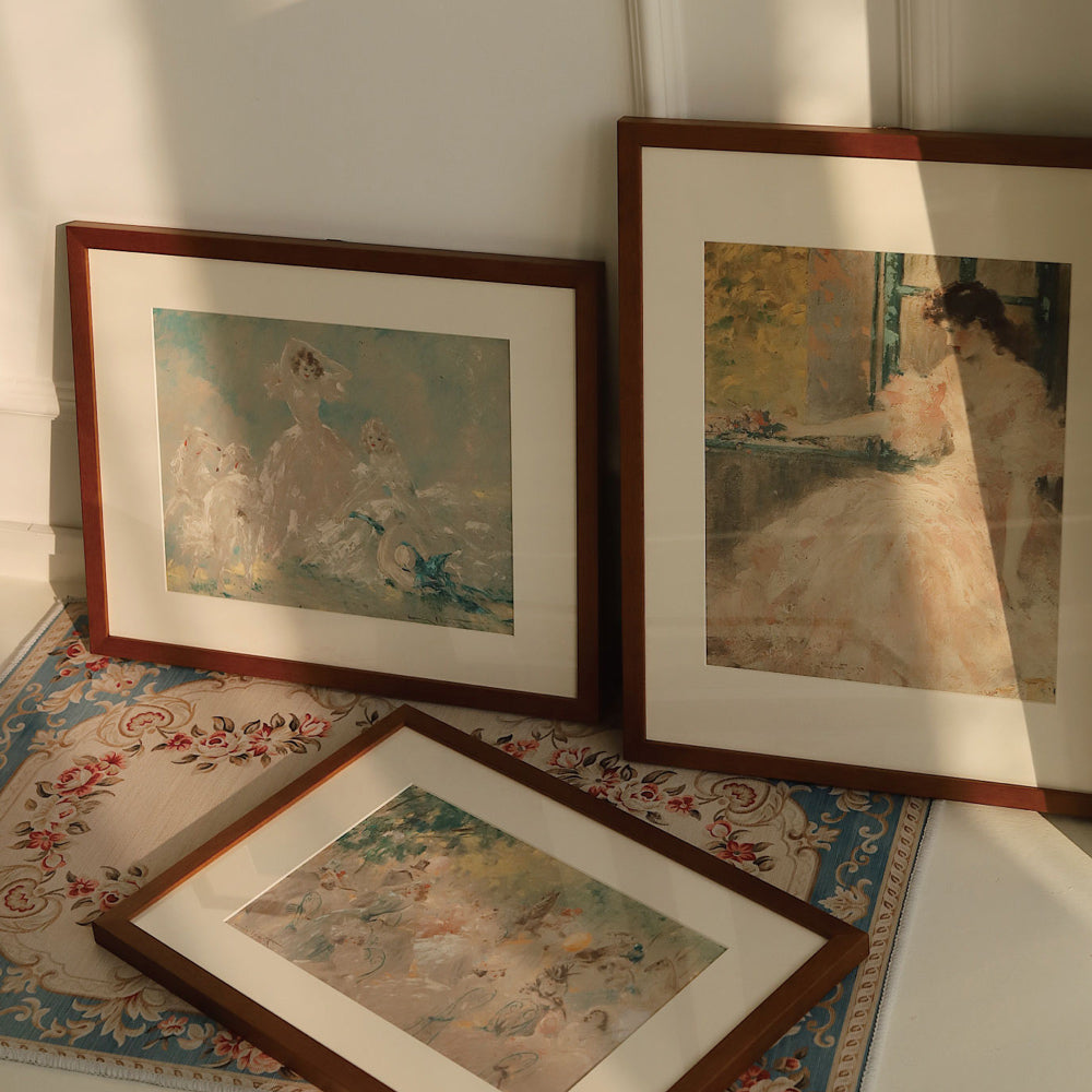 retro girl poster & frame SET