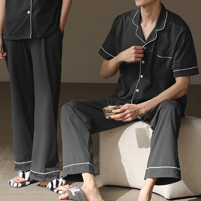 piping charcoal gray pair roomwear