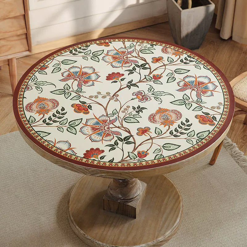 dark red vintage flower round table mat