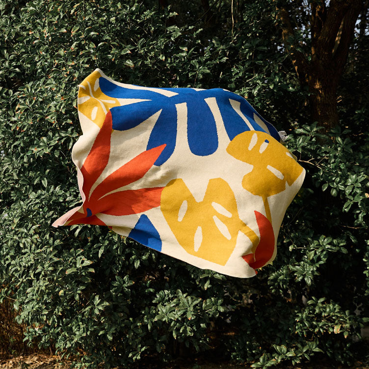 2color flower knit blanket