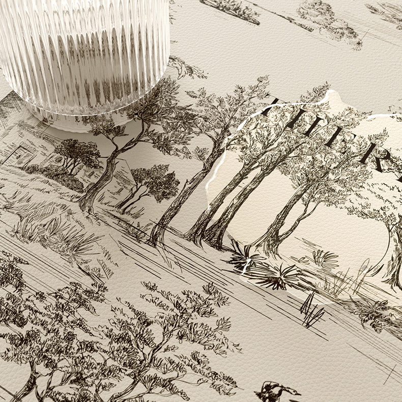 black toile de Jouy shelf mat