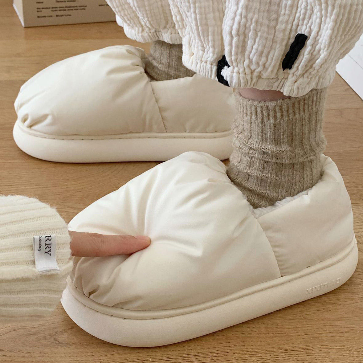 4color cotton cushion roomshoes