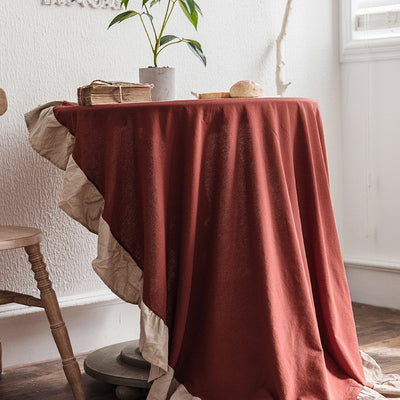 4color round frills tablecloth
