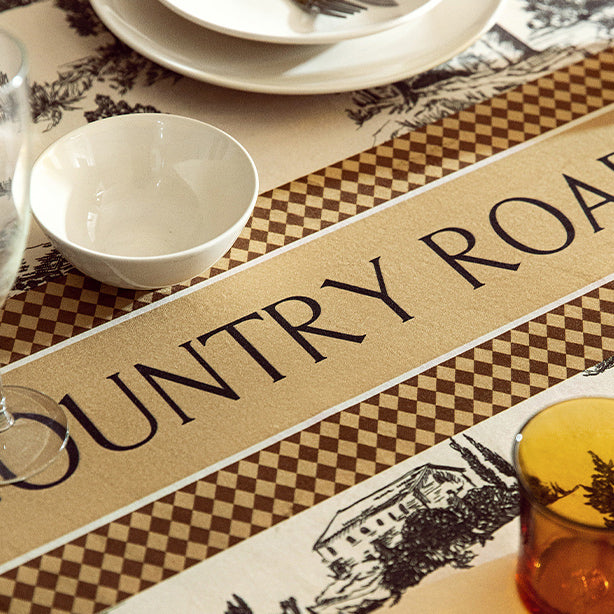 country road logo table cloth