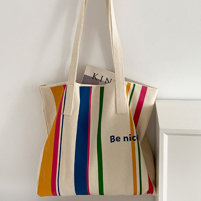 2color be nice logo tote bag