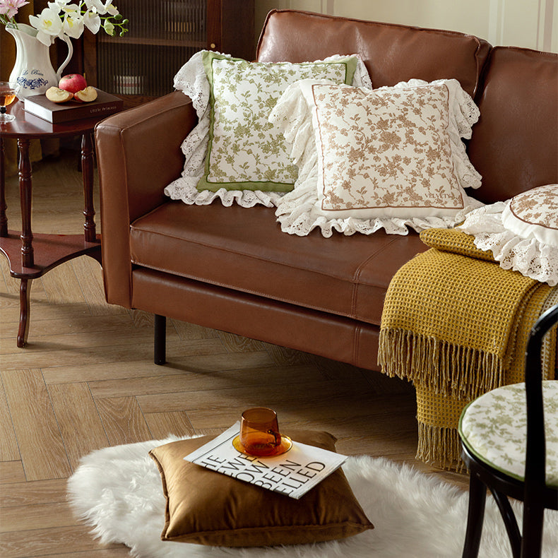 french flower velvety frill cushion