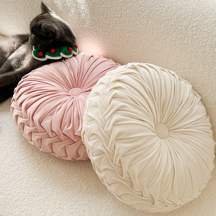 2color round pleats cushion