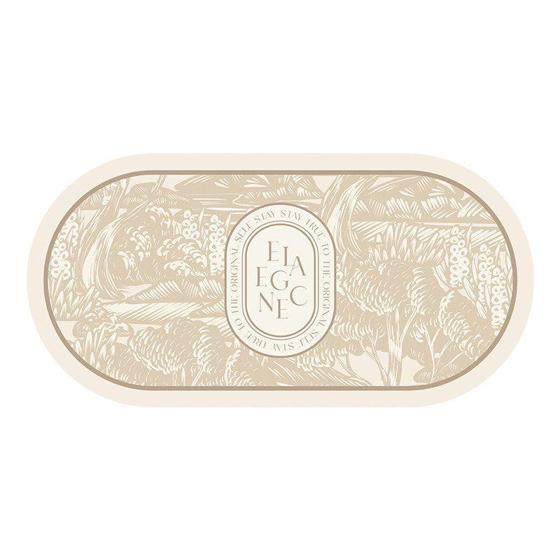 beige elegance logo toilet mat