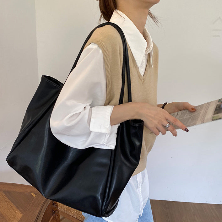 3color leather tote bag