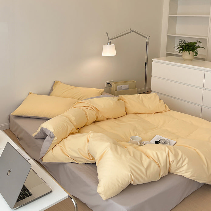 8color two tone creamy cotton bedlinen set