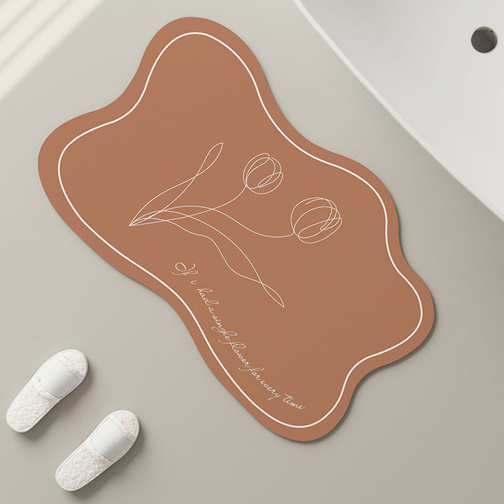 6color drawing tulip bath mat