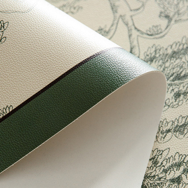 2color green retro forest round table mat