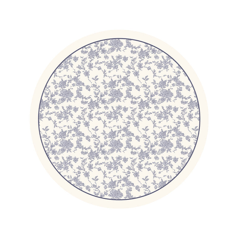 2color french flower velvety round carpet