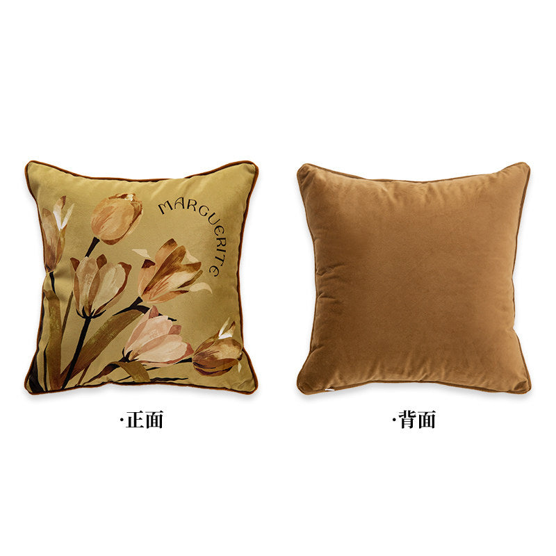 art mustard tulip cushion