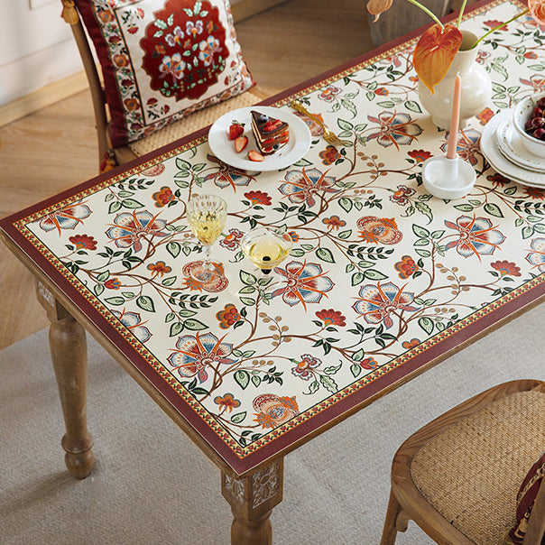 dark red vintage flower square table mat