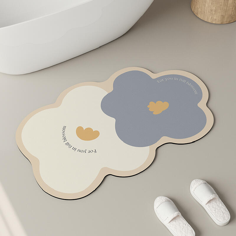4color two tone flower bath mat