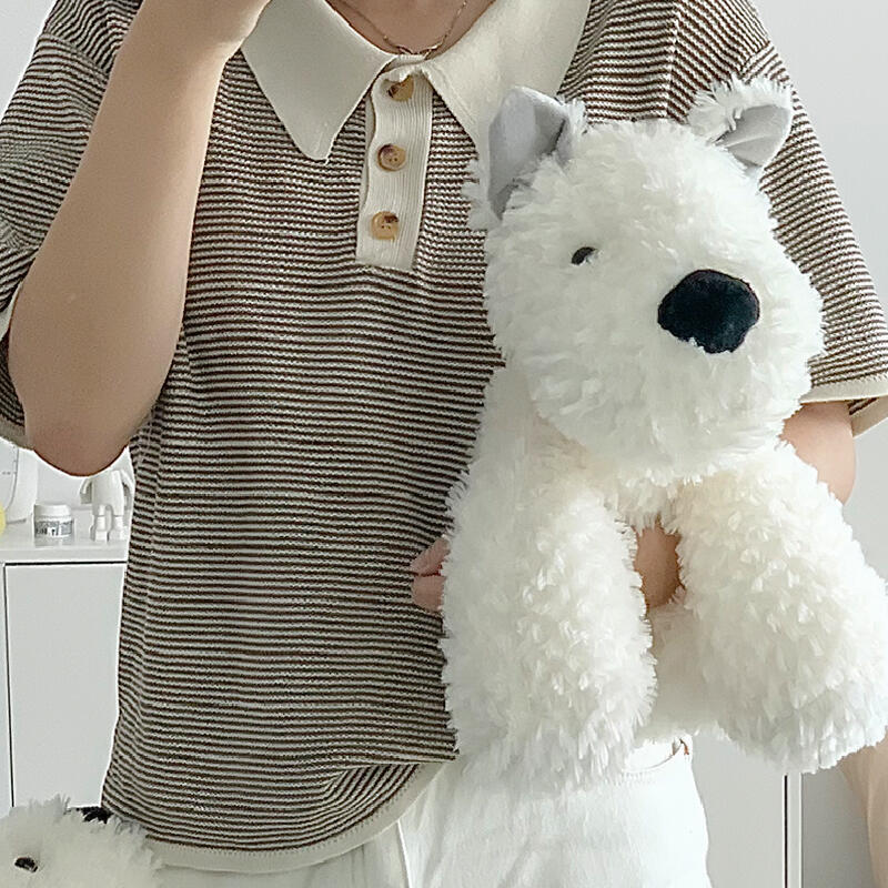 3size white dog doll