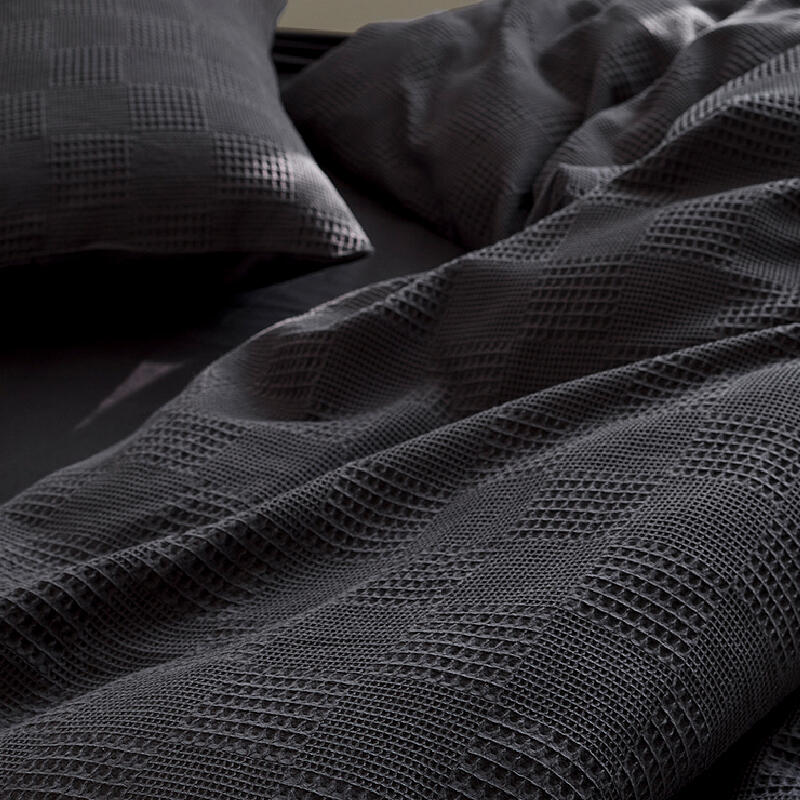 2color waffle cotton plaid bedlinen set