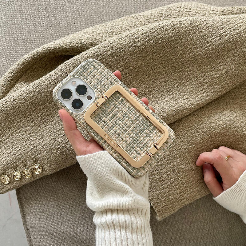 tweed square buckle iPhone case