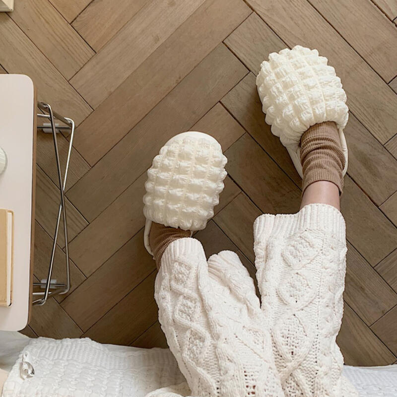 2color quilted down platform roomshoes