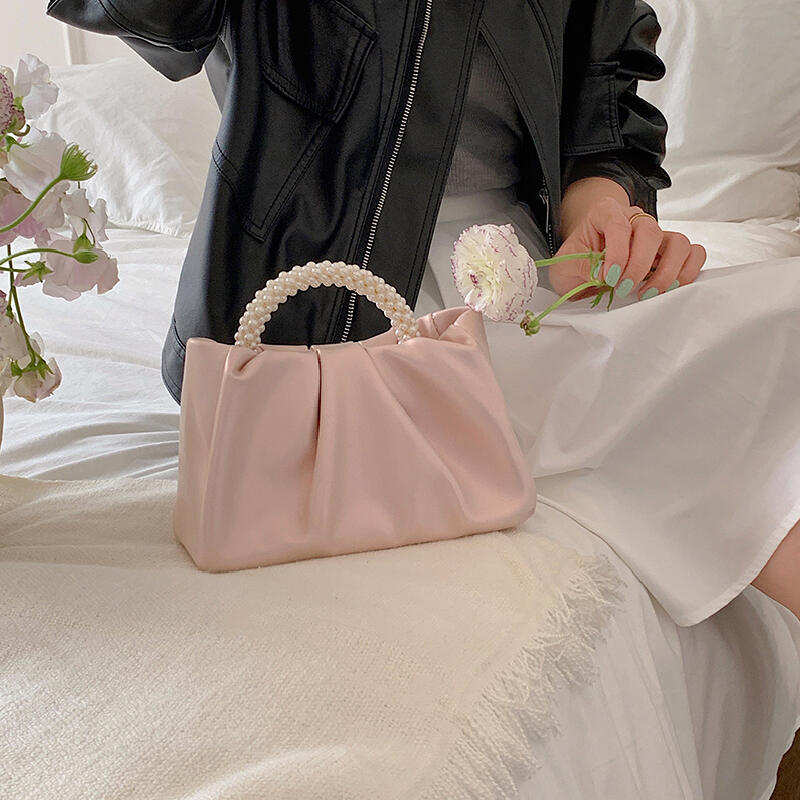 2way leather perl hand bag