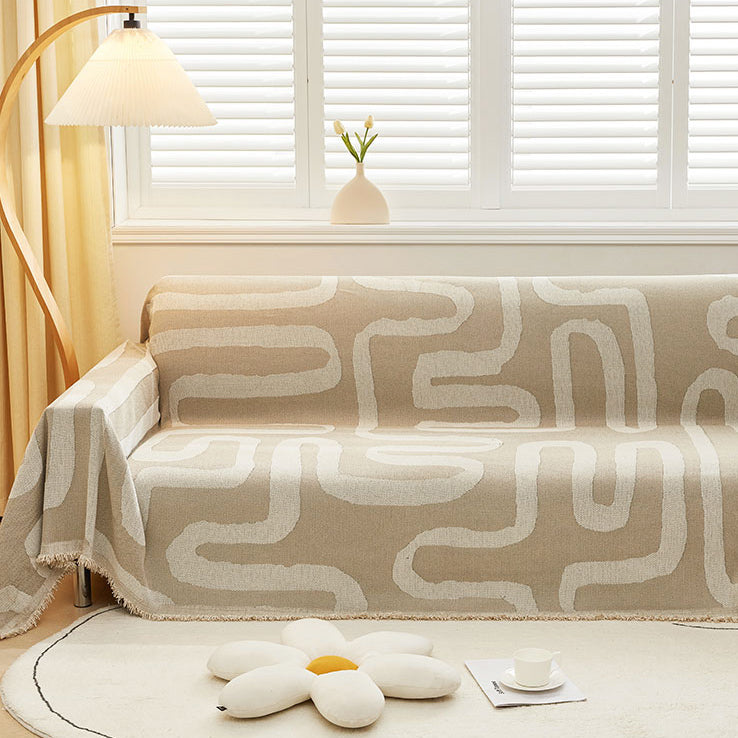 3color reversible ethnic line sofa cover