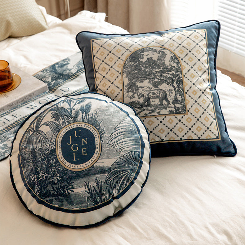 3design blue retro forest cushion