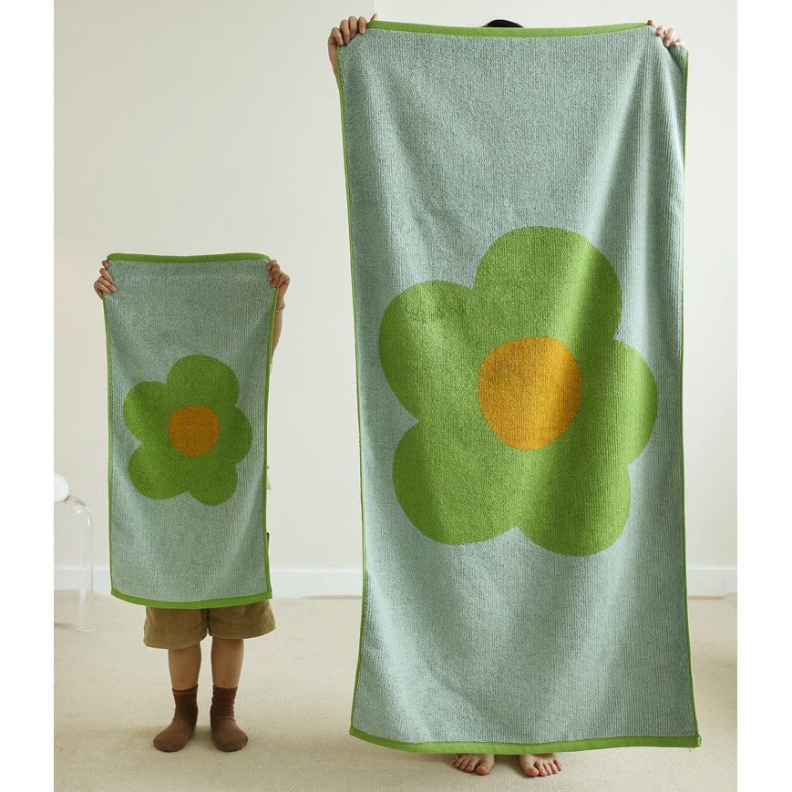 2color single flower towel