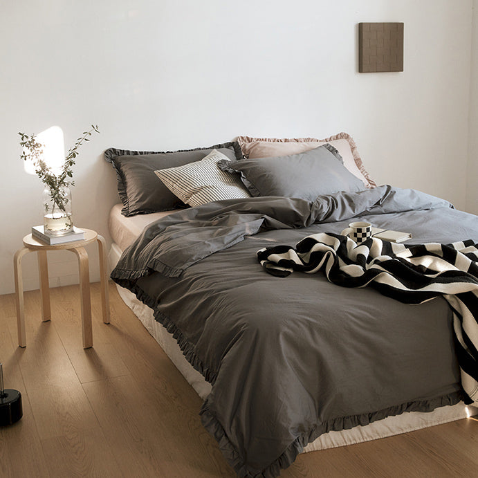 12color simple cotton frill bedlinen set