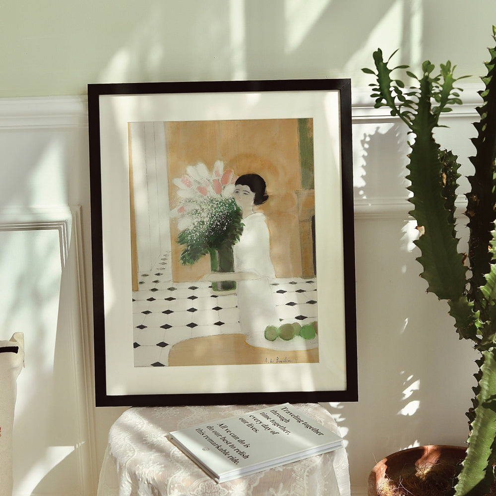 french girl poster & frame SET