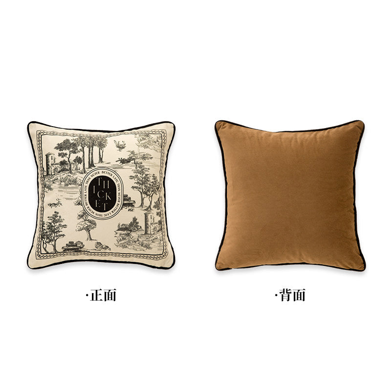 3size black toile de Jouy cushion
