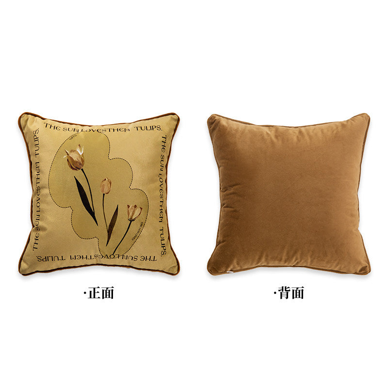 art mustard tulip cushion