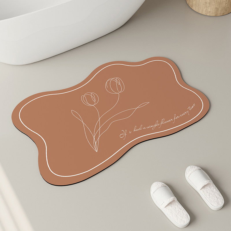 6color drawing tulip bath mat