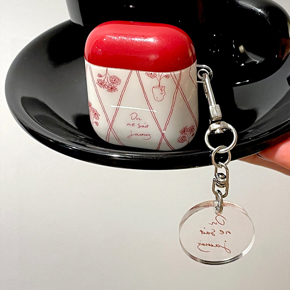 red french flower Airpods case