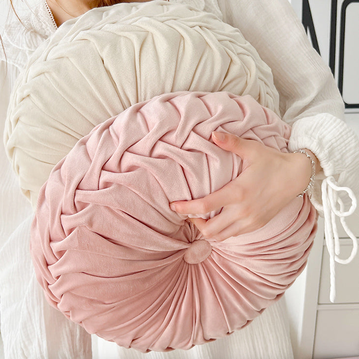 2color round pleats cushion