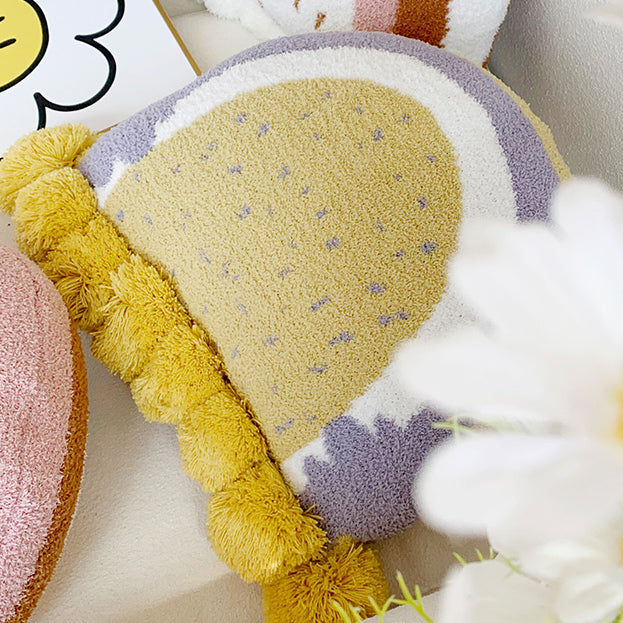 3color semicircle ponpon cushion