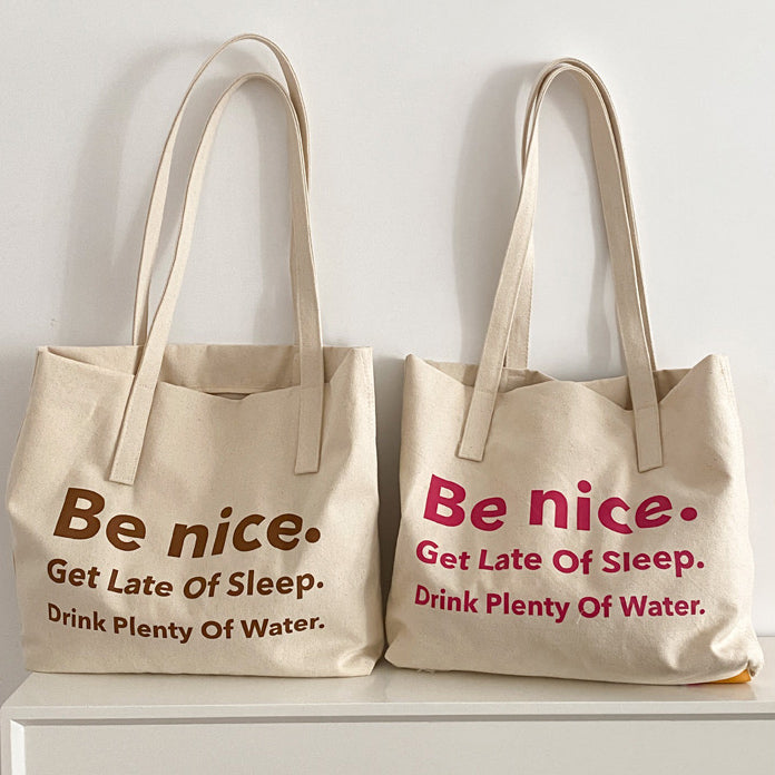 2color be nice logo tote bag