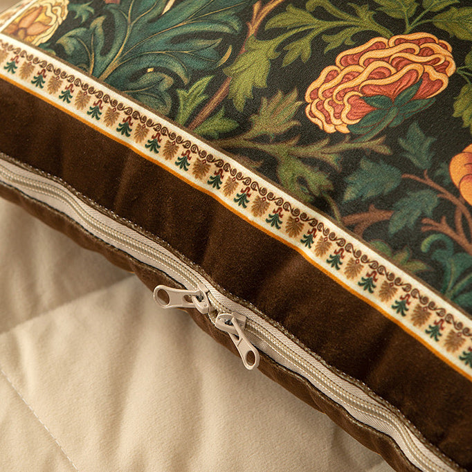 retro flower 2way quilt cushion