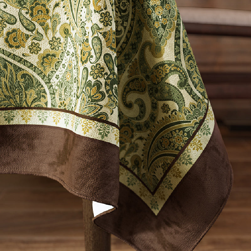 green blooming table cloth